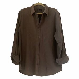 Gap Modern Oxford Button Down Top Brown XL